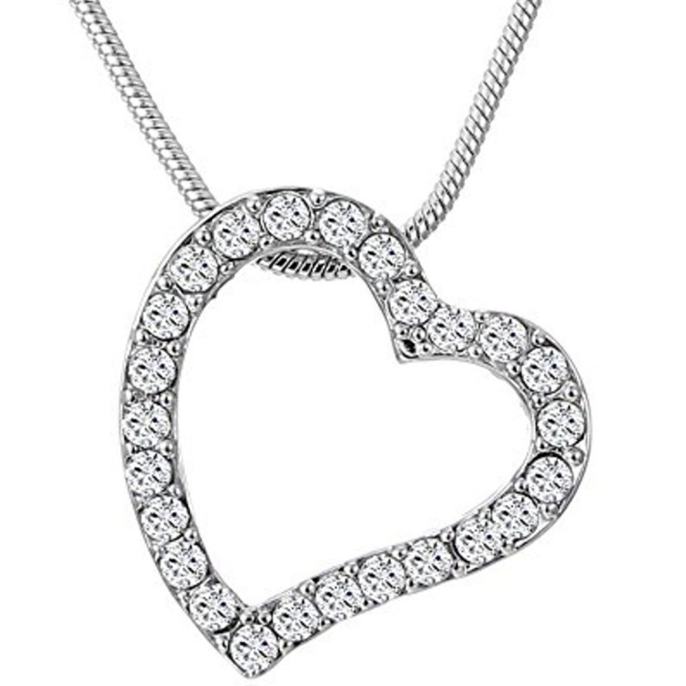 Open heart silver Swarovski necklace